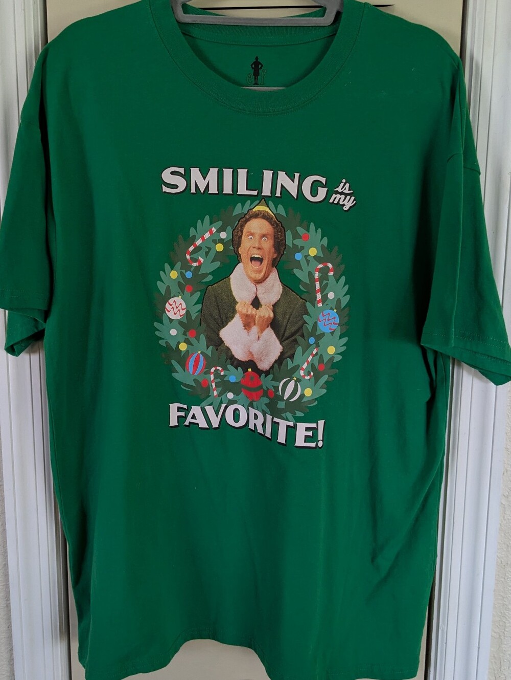 Elf Christmas Men's T-shirt "Smiling Is My Favorite" Green XL
